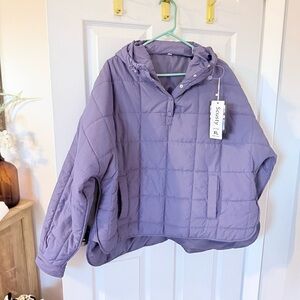 Scusty Quilted Pullover Hoodie - Lavender Purple